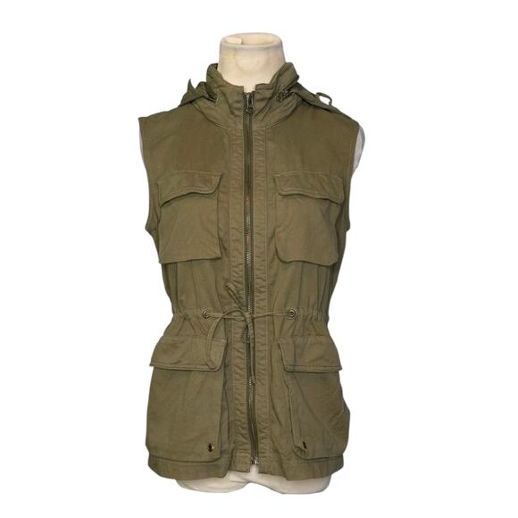 J.Crew Classic twill Chino green hoodie vest jacket size XS - Picture 1 of 13